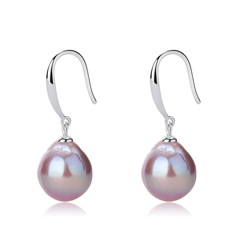 Classic Hook Purple Baroque Pearl Earrings - House Of Pearls